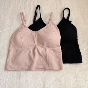 Pink and Black Cropped Tank Set